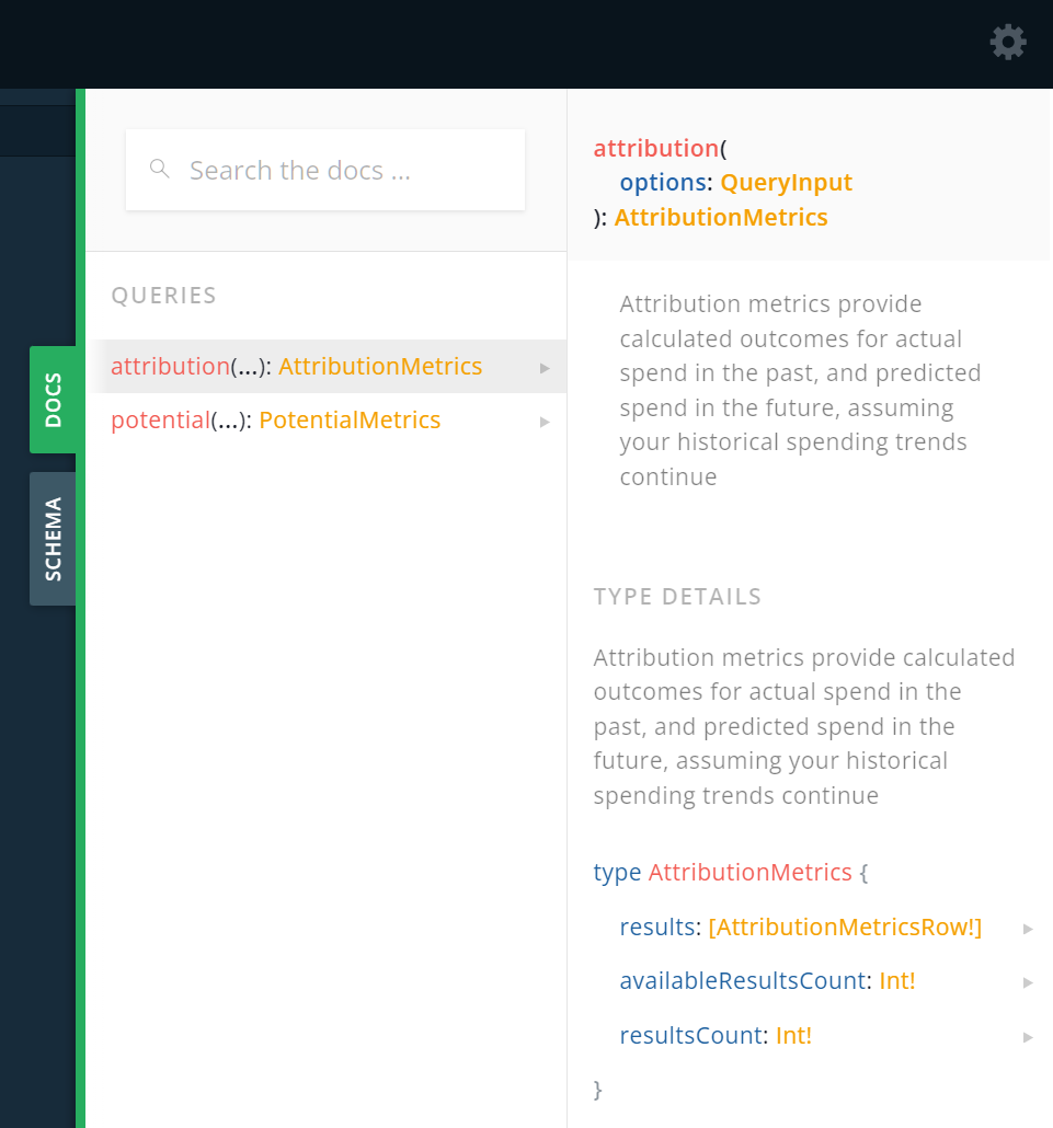 Schema discovery screenshot